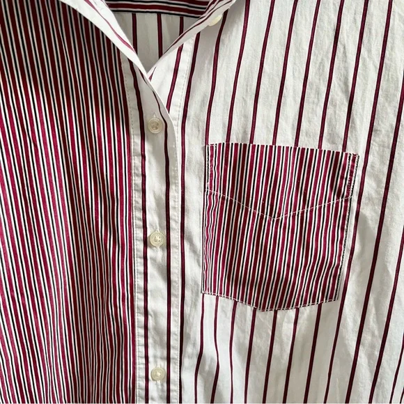 Ralph Lauren Women Small Burgundy and White Striped Shirt - Picture 5 of 12